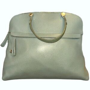 Furla Piper Dome Satchel Bag | 2-Way Handbag Crossbody in Sage Olive Green | EUC
